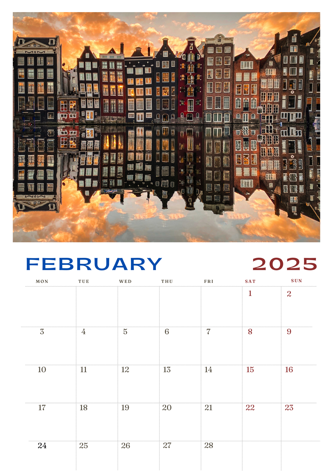 Amsterdam 2025 Calendar - FREE WORLDWIDE SHIPPING