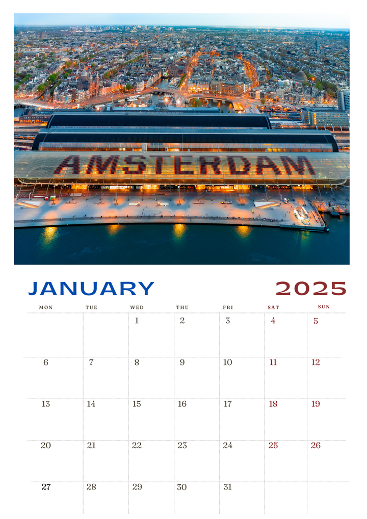 Amsterdam 2025 Calendar - FREE WORLDWIDE SHIPPING